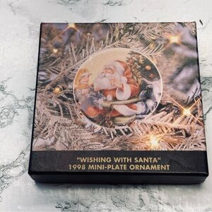 Harley-Davidson 'Wishing with Santa' Mini-Plate Ornament - Red and White